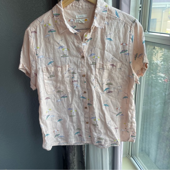 C&C California Other - C&C California Pink Umbrella Patterned Shirt 100%‎ Linen Size Medium